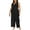 Black, variant on CONNECTED APPAREL Womens Black Ruffled Zippered Sleeveless V Neck Cocktail Wide Leg Jumpsuit Plus 22W