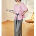 thumbnail image 3 of Richie House Women Pajamas Set Pullover Ribbon Short Top Sleepwear Pjs Set Pajama RHW4020, 3 of 4