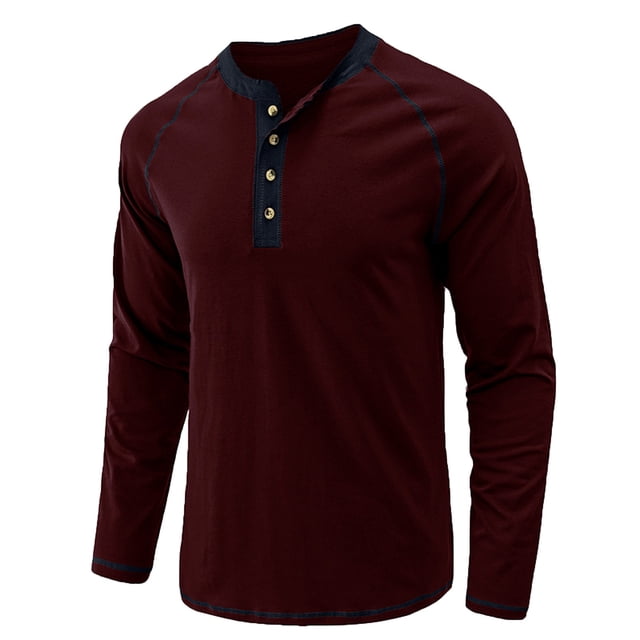 Camisas de Hombre Camisas de Manga Larga Jersey Con Botón Fondo de Cuello Redondo Top Odeerbi ODB176041