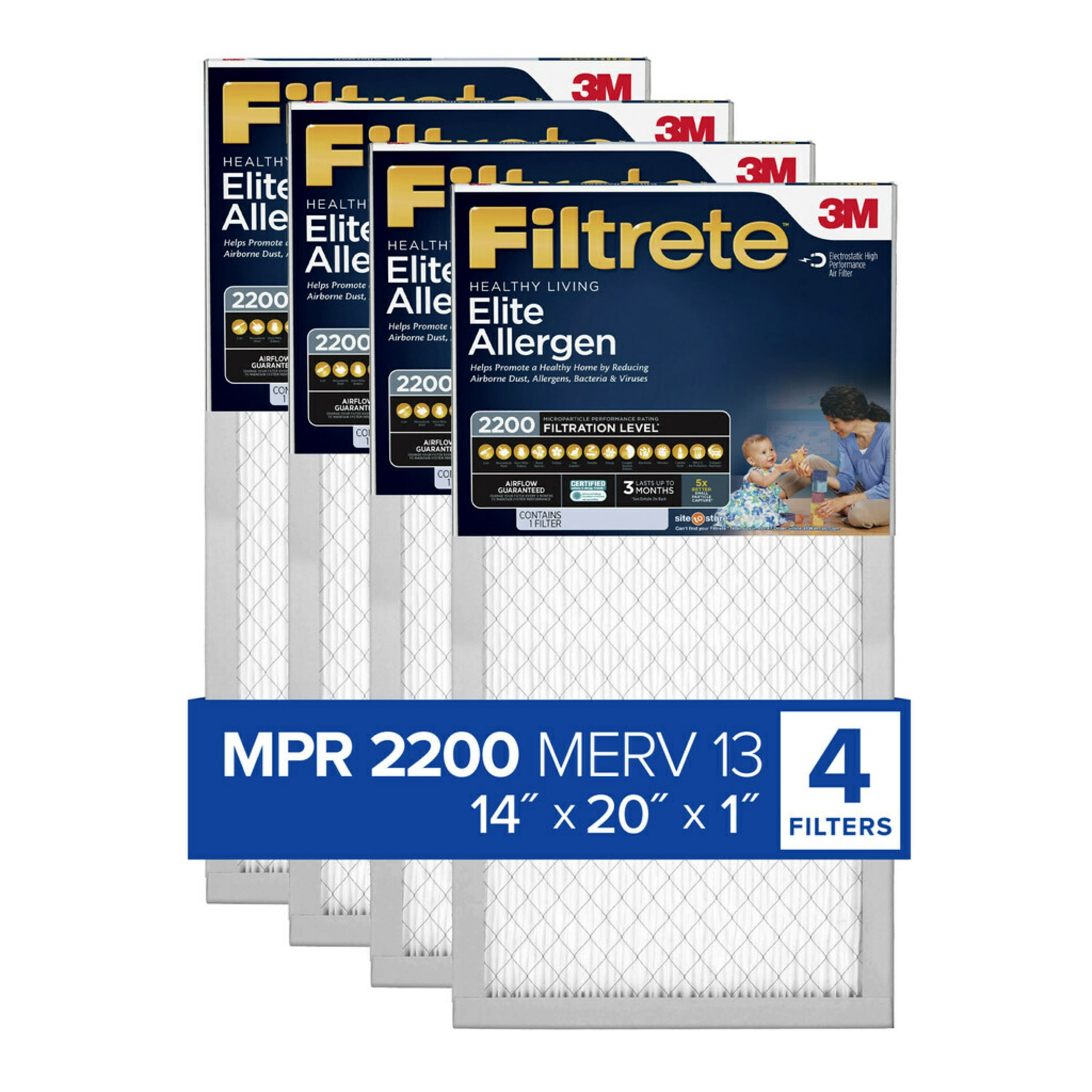 Filtrete by 3M, 14x20x1, MERV 13, Elite Allergen Reduction HVAC Furnace