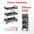 thumbnail image 4 of DNA MOTORING TOOLS-00430 3 Tier Folding Rolling Service CartCollapsible Utility Cart for Warehouse Workshops Restaurants, 4 of 7
