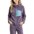 thumbnail image 2 of Girls Contrast Fleece Jacket Colorblock Full Zip Coat Soft Warm Winter Outerwear, 2 of 6