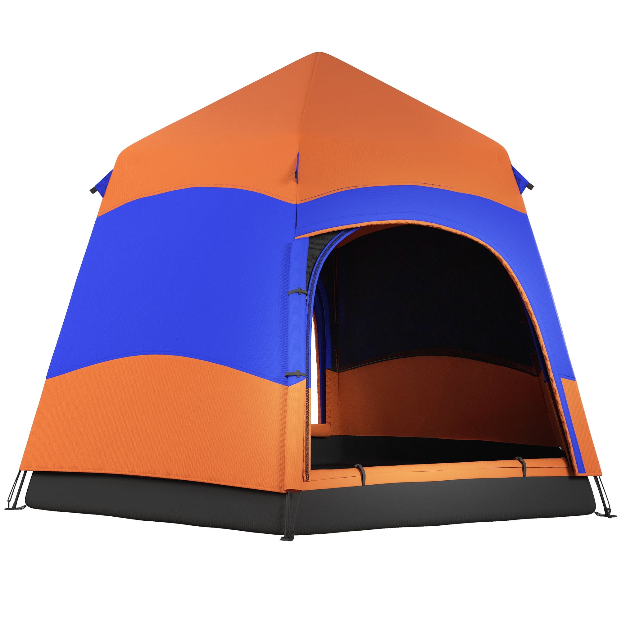Outsunny Hexagon Double Layer Easy Pop Up Camping Tent 4 6 Person Portable Folding Dome Shelter Hiking Travel Tent All Season Used Walmart