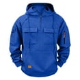 thumbnail image 4 of Timoontee Men's Tactical Hoodies Fall Sweatshirts Casual Durable Utility Workwear Athletic Hooded Sweatshirts Spring Hoodie Long Sleeve 1/4 Zip Pullover Tops Blue XXXL, 4 of 4