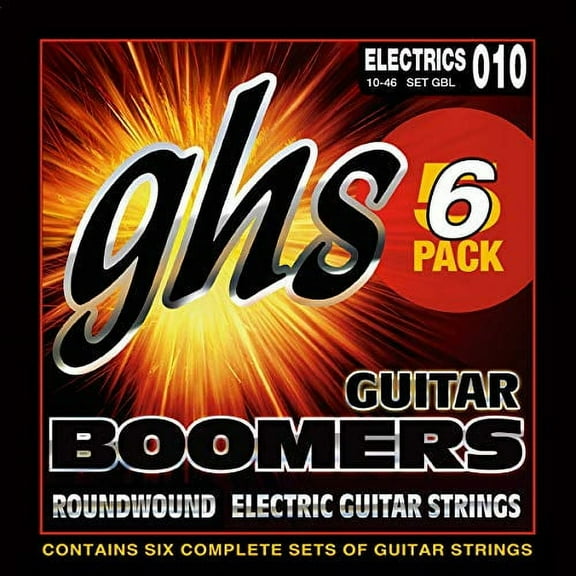 GHS Strings GBL-5 Guitar Boomers, Nickel-Plated Electric Guitar Strings, Light, 6 Pack (.010-.046)
