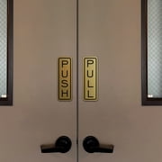 All Quality Classic Vertical Push Pull Door Signs - Great for Glass Doors | Professional Looking Signs | Easy Installation Includes Double-Sided Foam Adhesive Tape (White) - Large (1 Pack)
