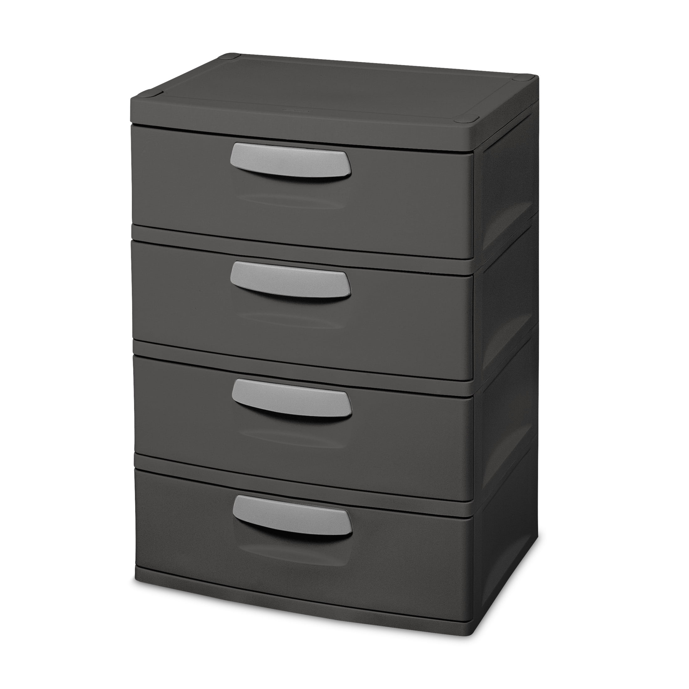 (2 pack) Sterilite 4 Drawer Unit, Durable Plastic Storage Solution for Garages and Basements, Dark Gray