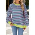 thumbnail image 5 of Sweatshirt For Women Oversized Long Sleeve Striped Pullover Color Block Crewneck Casual Loose Tops Y2K Clothes Workout Shirt, 5 of 7