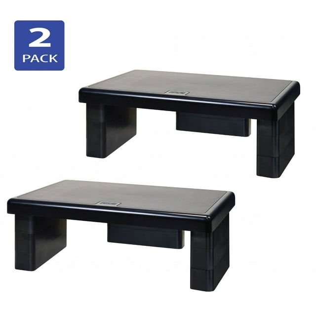 Stax MP-107 Support Ergonomique Réglable en Hauteur pour Moniteur/ordinateur Portable, Noir, Lot de 2