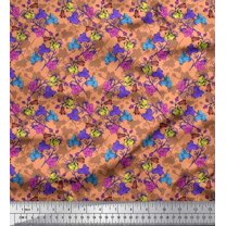 Soimoi Cotton Poplin Fabric Leaves & Bell Floral Printed Fabric 1 Yard 42 Inch Wide
