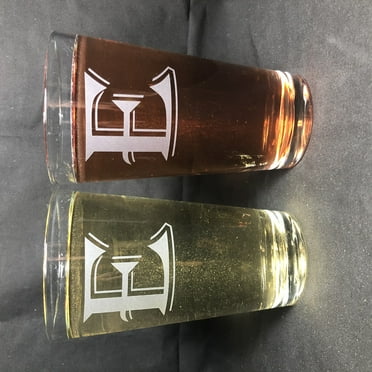 16OZ MONOGRAM BEER GLASS E SET OF 2