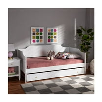 White Twin Daybed with Trundle - Finished Wood Frame & Spindles - Lounging & Sleeping