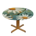 thumbnail image 3 of PIKWEEK  Round Fitted Tablecloth Music Note Daisy Flower Table Cloth with Elastic Edged Waterproof Wipeable Round Table Cover for Patio Parties Outdoor Decor, 3 of 7