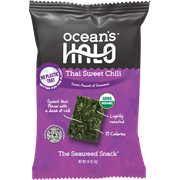 Ocean's Halo, Organic Trayless Seaweed Snack, Thai Sweet Chili, Vegan, No Plastic Tray, Shelf-Stable Nori, 0.14 oz