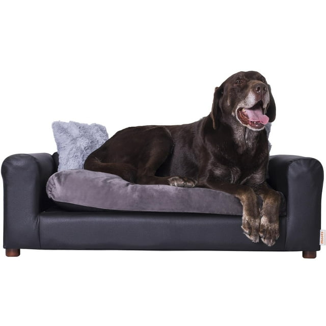 Sofá para mascotas Moots Premium de polipiel, negro/carbón, mediano/grande