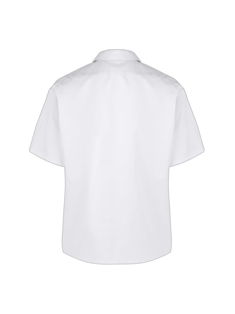 Toptie Short Sleeve Work Shirt, Straight Collar, Cotton Polyester