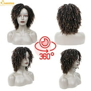 باروكة QUEENTAS Dreadlock للنساء، شعر مضفر، ضفائر صناعية قصيرة، باروكة Faux Locs Twist، باروكة شعر كروشيه مجعد