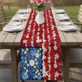 thumbnail image 4 of 4th of July Floral Table Runner 72 Inches, Country Blue Red Poppy American Flag Bed Runner Dresser Scarves Tabletop for Indoor Outdoor Parties/Ceremony/Banquet, 16" x 72", 4 of 9