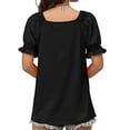 thumbnail image 5 of Fesfesfes Running Shirts Womens Casual Solid Color Square Neck Short Sleeve Tops Blouses Women Blouse 10(XL), 5 of 9