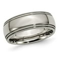thumbnail image 1 of Polished Titanium Beaded Edge Wedding Band Ring 8mm, 1 of 4