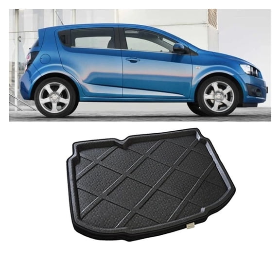 Trunk Mat, Cargo Liner Compatible for Chevrolet Aveo T300 Sonic 2012~2020 2016 Hatch Sedan Car Accessories Floor Tray Waterproof Liner Cargo Boot Carpet