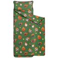 thumbnail image 2 of Football and Baseball Green Pattern Teens Toddler Nap Mat with Pillow, Sleeping Mat Bag for Preschool Daycare 59"x22", 2 of 6