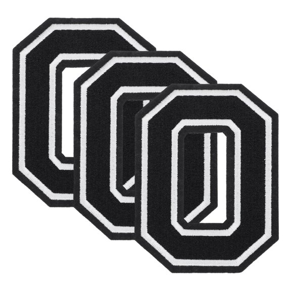 Uxcell 3 Pcs Iron on Number Patches, 3 Inch Embroidered Patches(Number 0, Black)