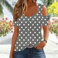thumbnail image 6 of Nmnitkp Womens Summer Trendy Cold Shoulder Short Sleeve T Shirts Criss Cross Casual Loose Tunic Shirts Tops Blouses Gray,2XL, 6 of 6