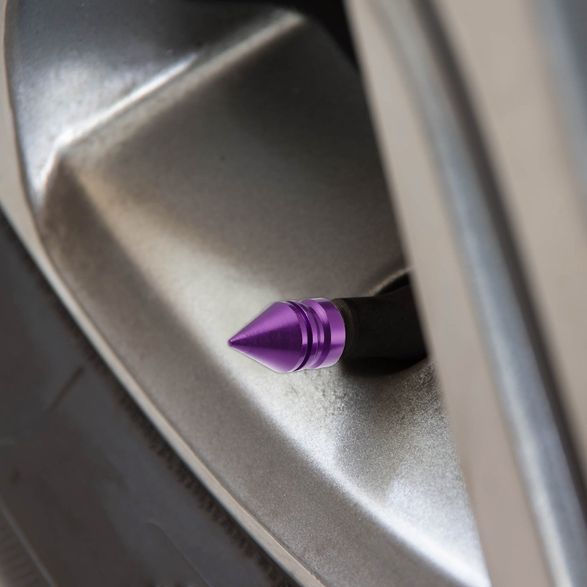 Unique Bargains Tire Stem Valve Caps Covers Spike Style Universal for Cars Bikes Purple