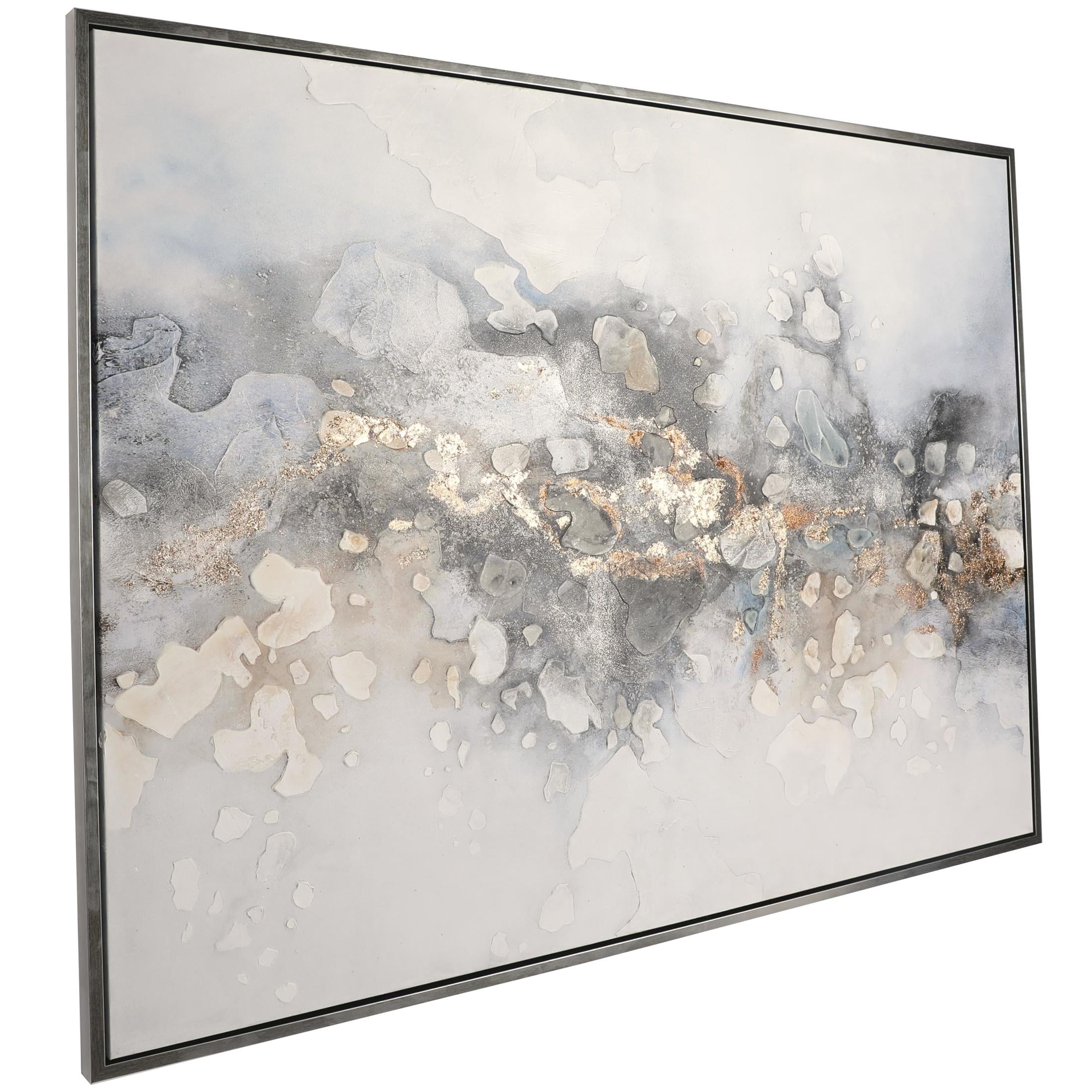 65" x 47" Watercolor Abstract Framed Wall Art with Gold Foil Accents, by DecMode