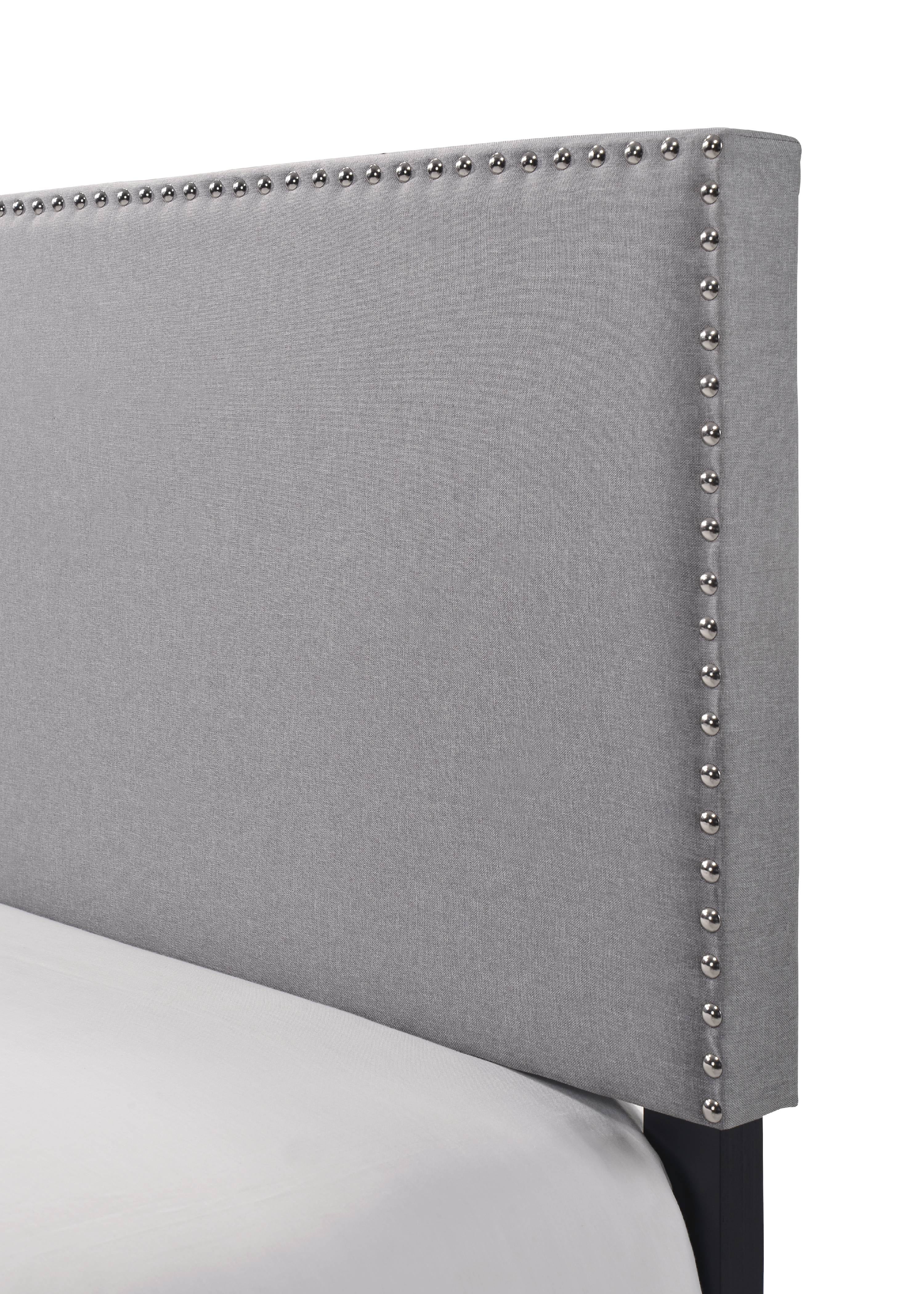 Crown Mark Erin Gray Upholstered Bed with Nail Head Trim, King