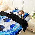 thumbnail image 4 of Castle Fairy Sport Soccer Twin Comforter Sets 2pcs, Abstract Lightning Bedding Set, Blue Black,Black Reversible,1 Comforter and 1 Pillowcase, 4 of 6