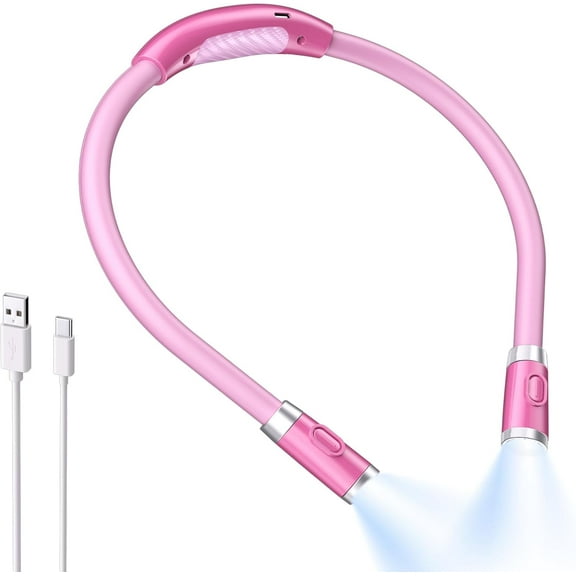 Neck Reading Light & Book Light for Reading in Bed - Hands Free, 3 Colors & 6 Brightness Levels, 360 Flexible Arms, 80-Hour Rechargeable - Reading, Knitting, Camping, Repairing