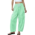 thumbnail image 2 of GUACER No Boundarie Gingham Plaid Pants for Women Casual Baggy Wide Leg Trousers Elastic Drawstring Waist Lightweight Summer Lounge Pants with Front Pockets, 2 of 5