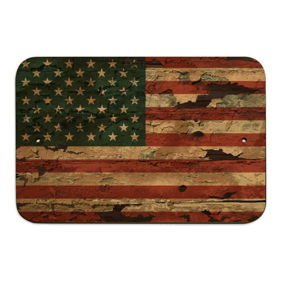 Rustic American USA Flag Distressed Home Business Office Sign - Wood - 6" x 9" (15.3cm x 22.9cm)