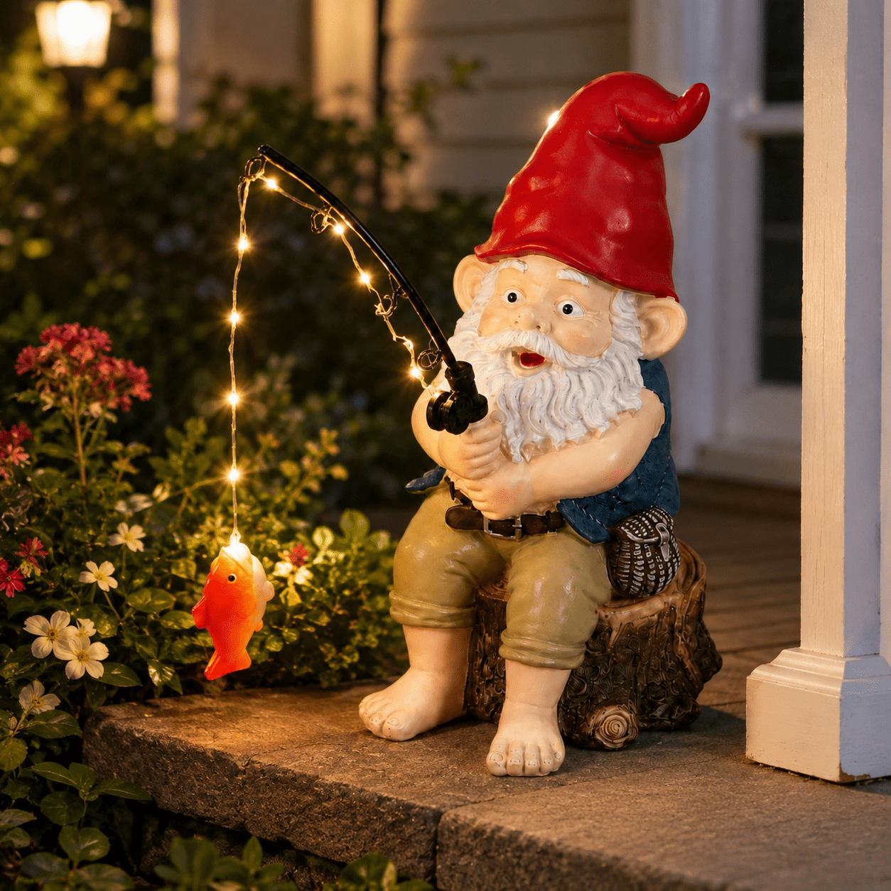 Gnomy’s ミニ Mainstays Solar Mossy Gnome Garden Statue with LED Lantern