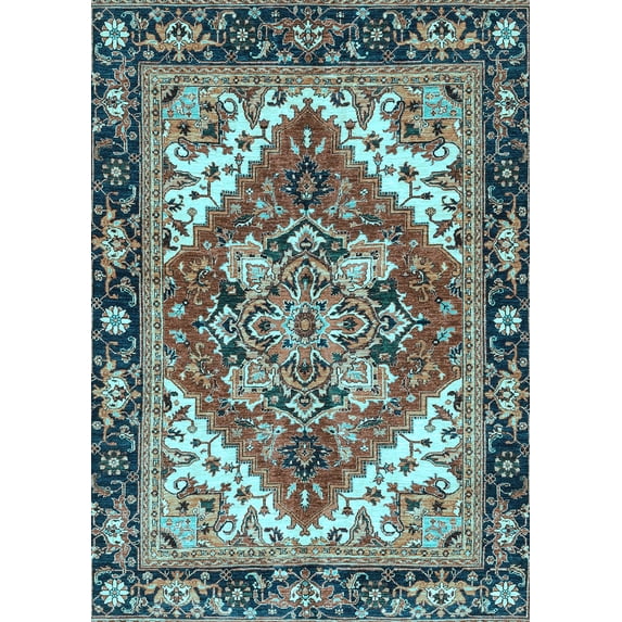 Ahgly Company Indoor Rectangle Persian Light Blue Traditional Area Rugs, 5' x 7'