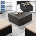 thumbnail image 6 of SOLAURA 5-Piece Outdoor Patio Furniture Sofa Set, Rattan Wicker Sectional Sofa with Ottoman, Glass Coffee Table & Cushions, Outdoor Conversation Set for Backyard, Garden, Porch, Brown, 6 of 9