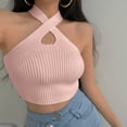 thumbnail image 2 of XDIAHBPL Camisole Tops For Women Vest Halter Strappy Female Knitted Off Shoulder Crop Tops For Tank Tops, 2 of 6