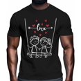 thumbnail image 2 of Camisetas para hombre, camiseta de algodón con cuello redondo y diseño de corazones en forma de pareja, manga corta, para San Valentín, con corazones rojos., 2 of 8