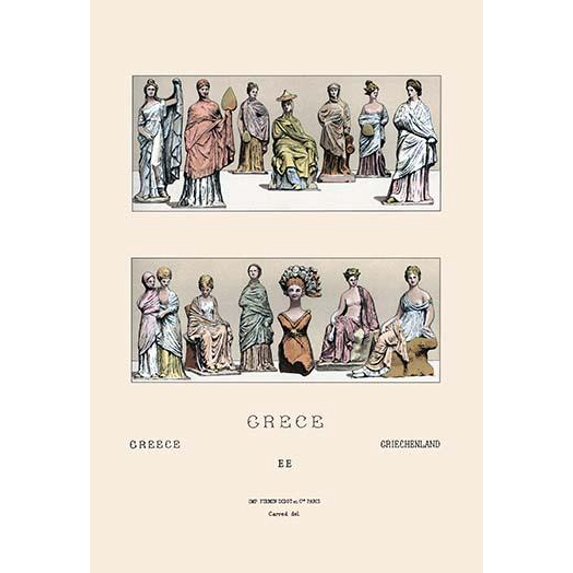 Greek Ladies, According to Asian Figurines-Fine Art Canvas Print (20" x 30")