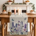 thumbnail image 2 of Table Runner 72 Inches Long for Kitchen Dining, Purple Floral Dresser Scarf Farmhouse, Dining Table Decorations for Wedding/Parties, Spring Lavender Daisy Butterflies Botanical Beige 18 x 72 In, 2 of 8