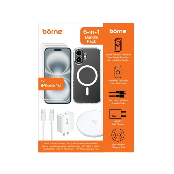 Borne 6-in-1 iPhone 16 Accessory Bundle pack for mobile phones