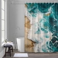 thumbnail image 5 of Teal Green Shower Curtains for Bathroom, Gradient Sea Wave Abstract Ocean Beach Scenery Washable Fabric Shower Curtain with Hooks Waterproof Bathroom Decor Sets, 72 x 72 Inches, 5 of 9
