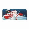 thumbnail image 1 of Christmas Computer Mouse Pad, Smiling Santa Claus Hugging Snowman in Cartoon Style Winter Hills Fir Trees, Rectangle Non-Slip Rubber Mousepad X-Large, 35" x 15", Blue Red White, by Ambesonne, 1 of 2