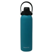 New Aquatix (Turquoise, 32 Ounce) Pure Stainless Steel Double Wall Vacuum Insulated Sports Water Bottle Convenient Flip Top Cap with Removable Strap Handle - Keeps Drink Cold 24 hr/Hot 6 hr