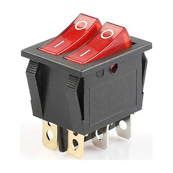 Dual Boat Rocker Switch On/Off Spst 6 Pin 2Position Rocker Switch With Red Light