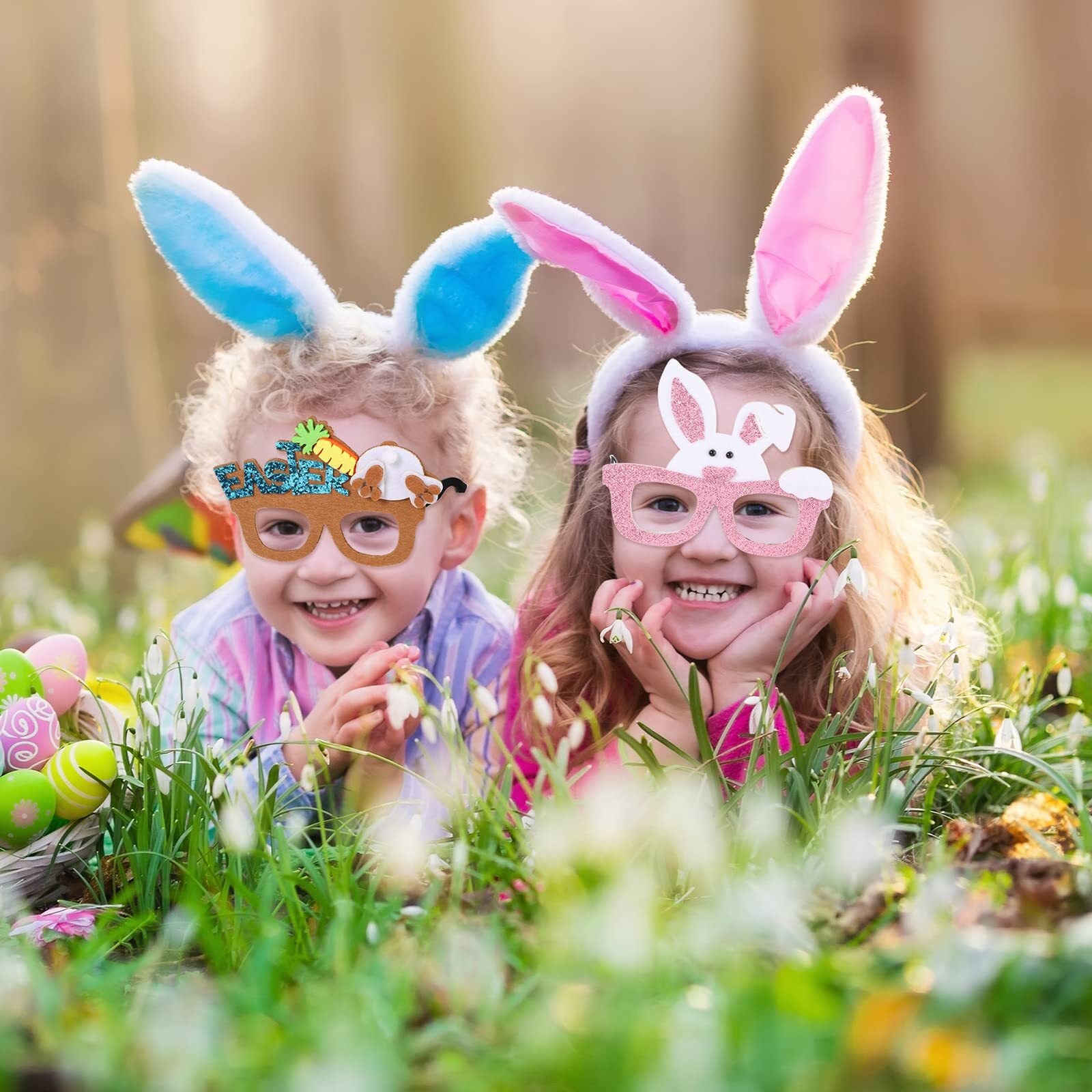 12 Pcs Felt Easter Glasses Easter Egg Glasses Frame Bulk Bunny Eyeglasses Plastic Photo Props for Kids Adult Easter Basket Stuffers Filler Easter Party Favors Decor Supplies
