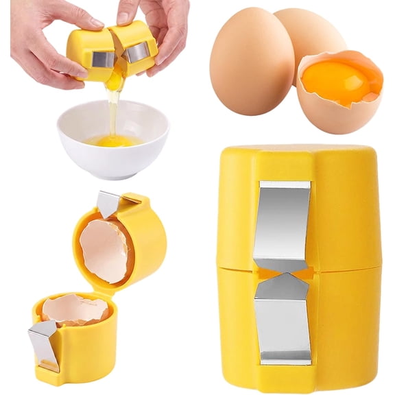 Egg Shell Opener, Egg Separator Egg Cracker Tool for Raw Eggs, Hard Boiled Egg Peeler Egg Cube Egg Separator, Quickly Cutting Off Cooked Eggs, Stainless Steel Egg Breaker Kitchen Gadgets