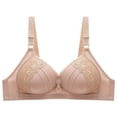 thumbnail image 1 of B91xZ Full Coverage Plus Size Non Padded Wireless Minimizer Bra Plus Size Retro Lace & Mesh Unlined Underwire Bra,Khaki 105C, 1 of 3